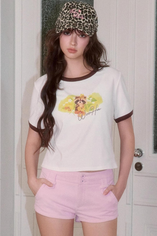 Cute Illustration Print Short Sleeve T-Shirt