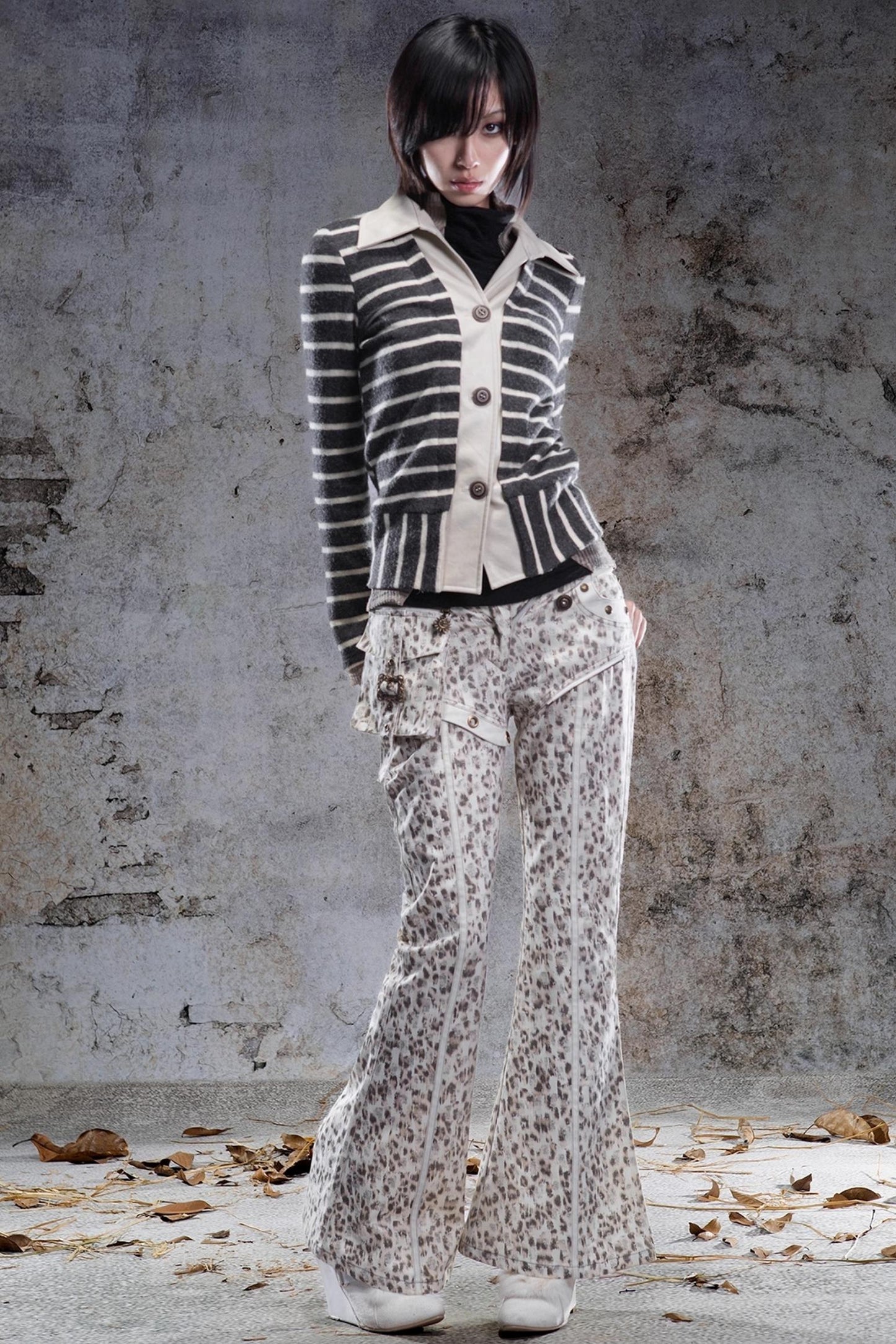 Vintage Leopard Print Flared Pants