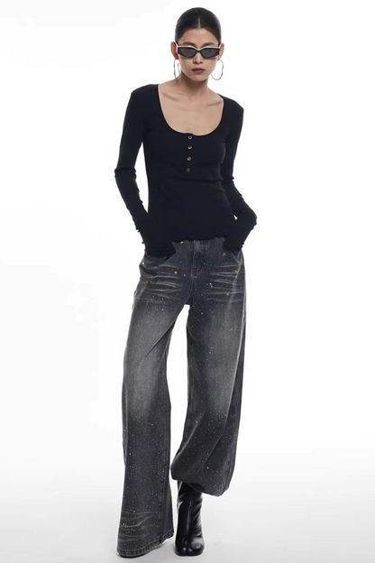 Starry Sky Rhinestone Jeans