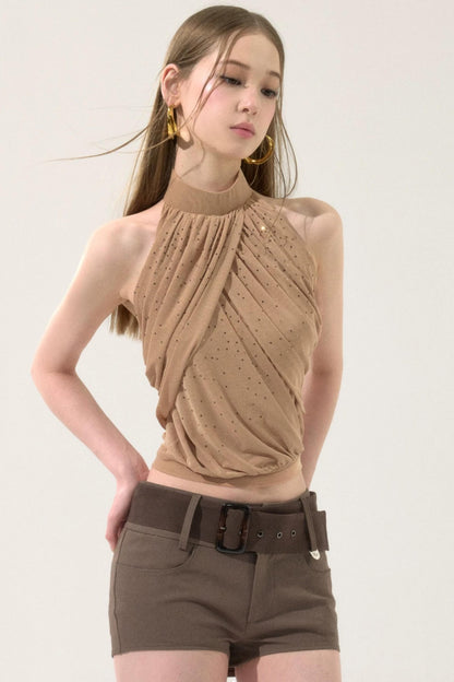 Retro Low-Waist Belted Shorts