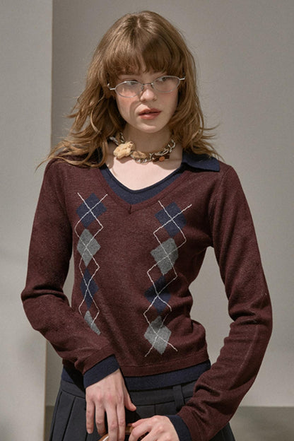 Slim V-Neck Warm Knitted Top