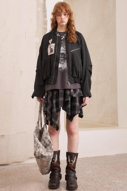 Kitten Badge Dropped Shoulder Jacket