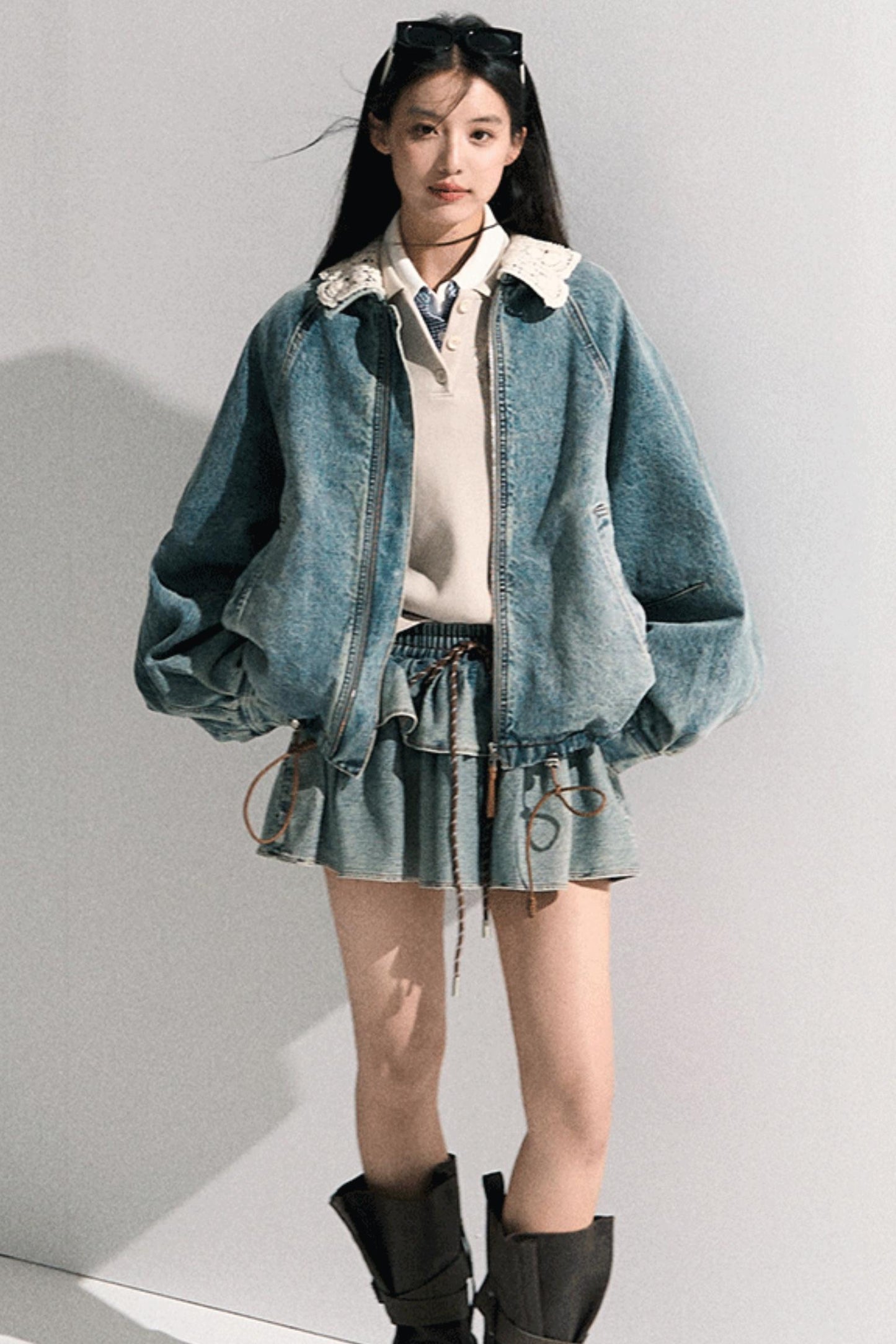 Vintage Crochet Denim Jacket Set-Up