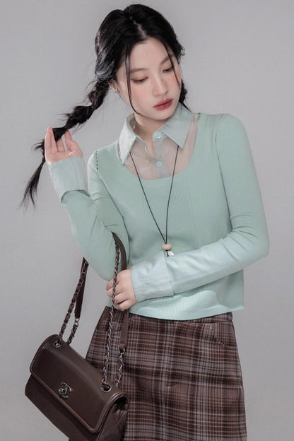 British Style Brushed Plaid With Belted Skirt