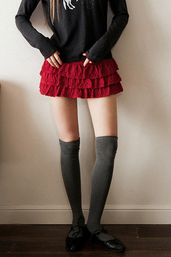 Retro Knitted Tiered Skirt