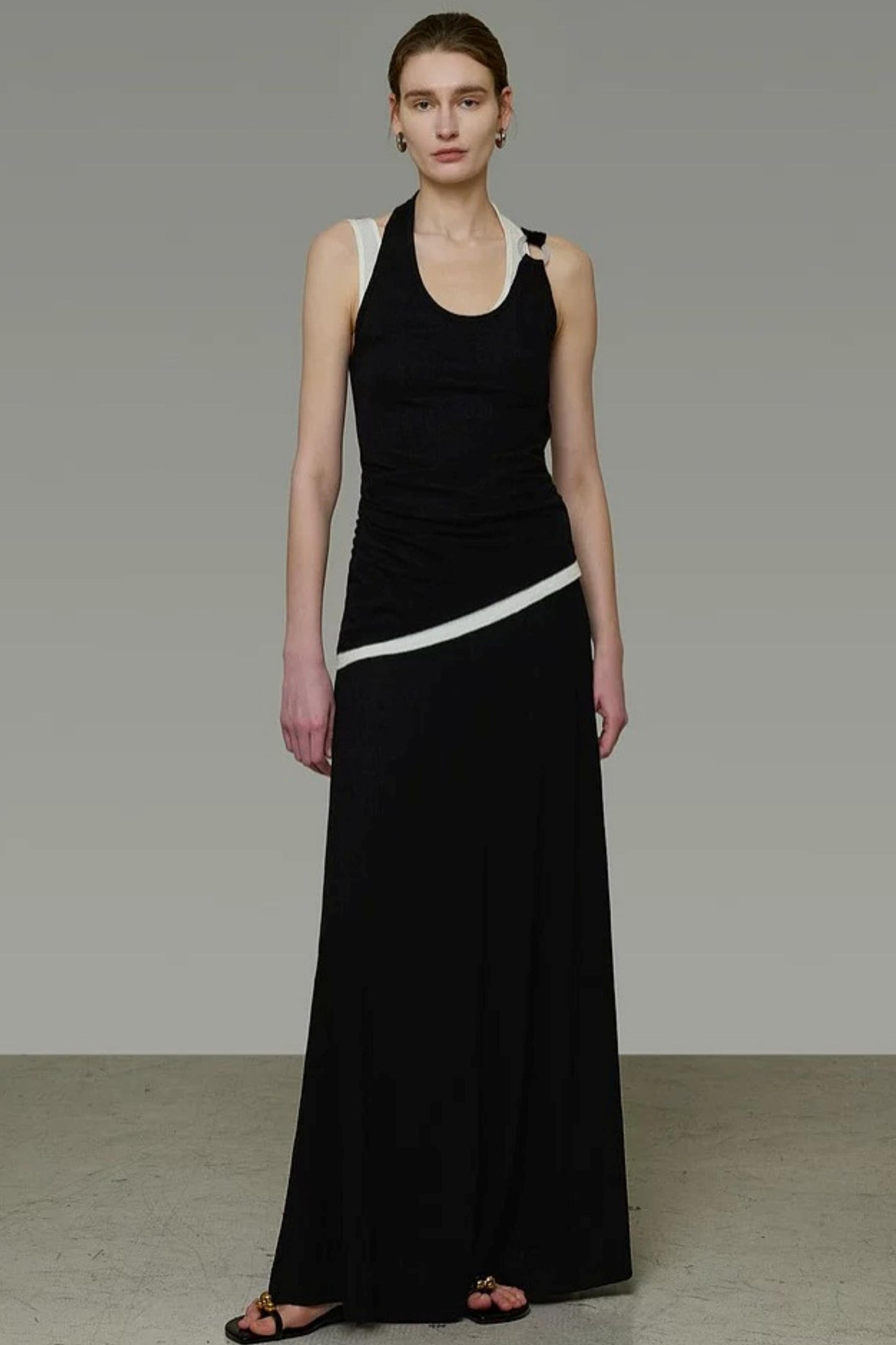 Contrasting Color Knitted Two-Piece Set-Up