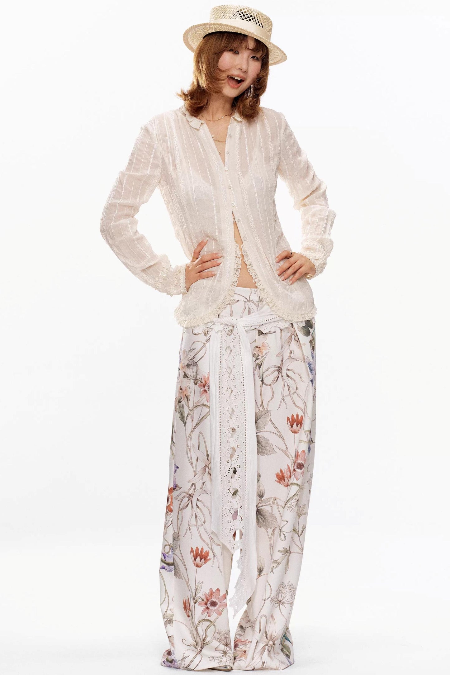 Retro Beige Lace Cardigan Top