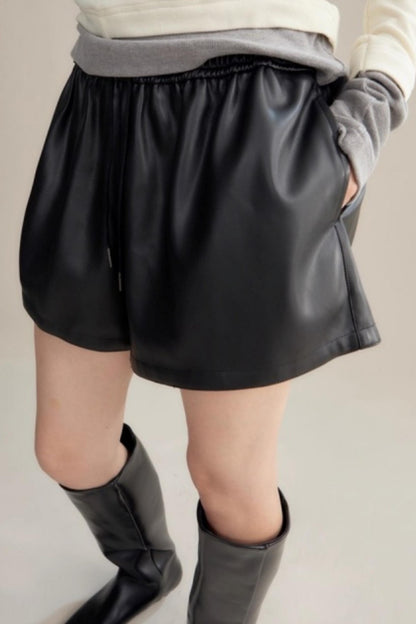 Spicy Coffee Leather Shorts