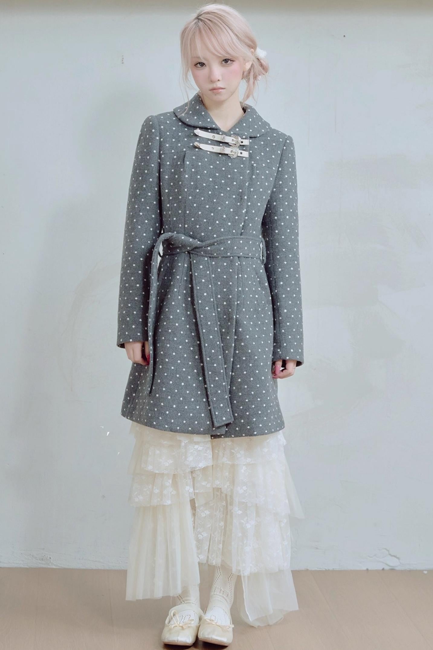 Retro Polka Dot Woolen Coat
