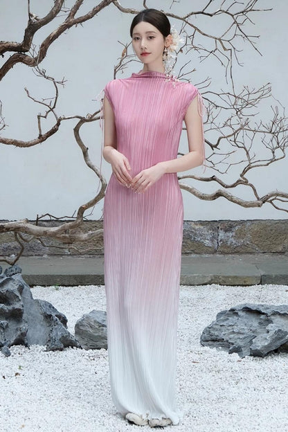 Summer Pink Pleated Dress