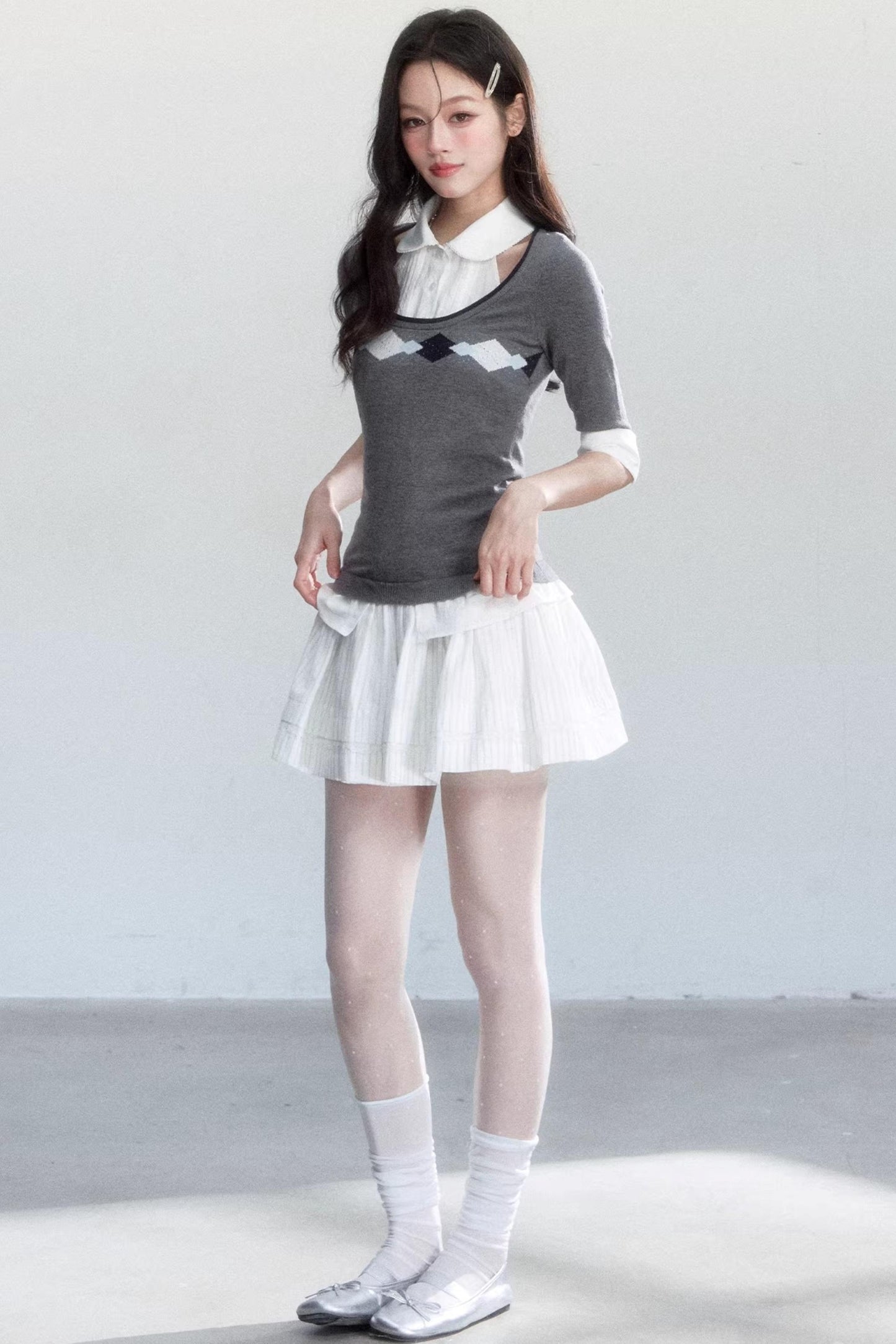 Retro Jacquard Knit Top Set-Up