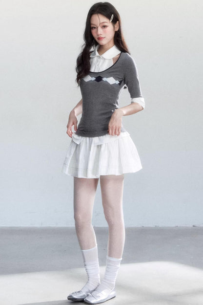 Retro Jacquard Knit Top Set-Up