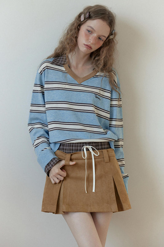 Retro Knit Plaid Top