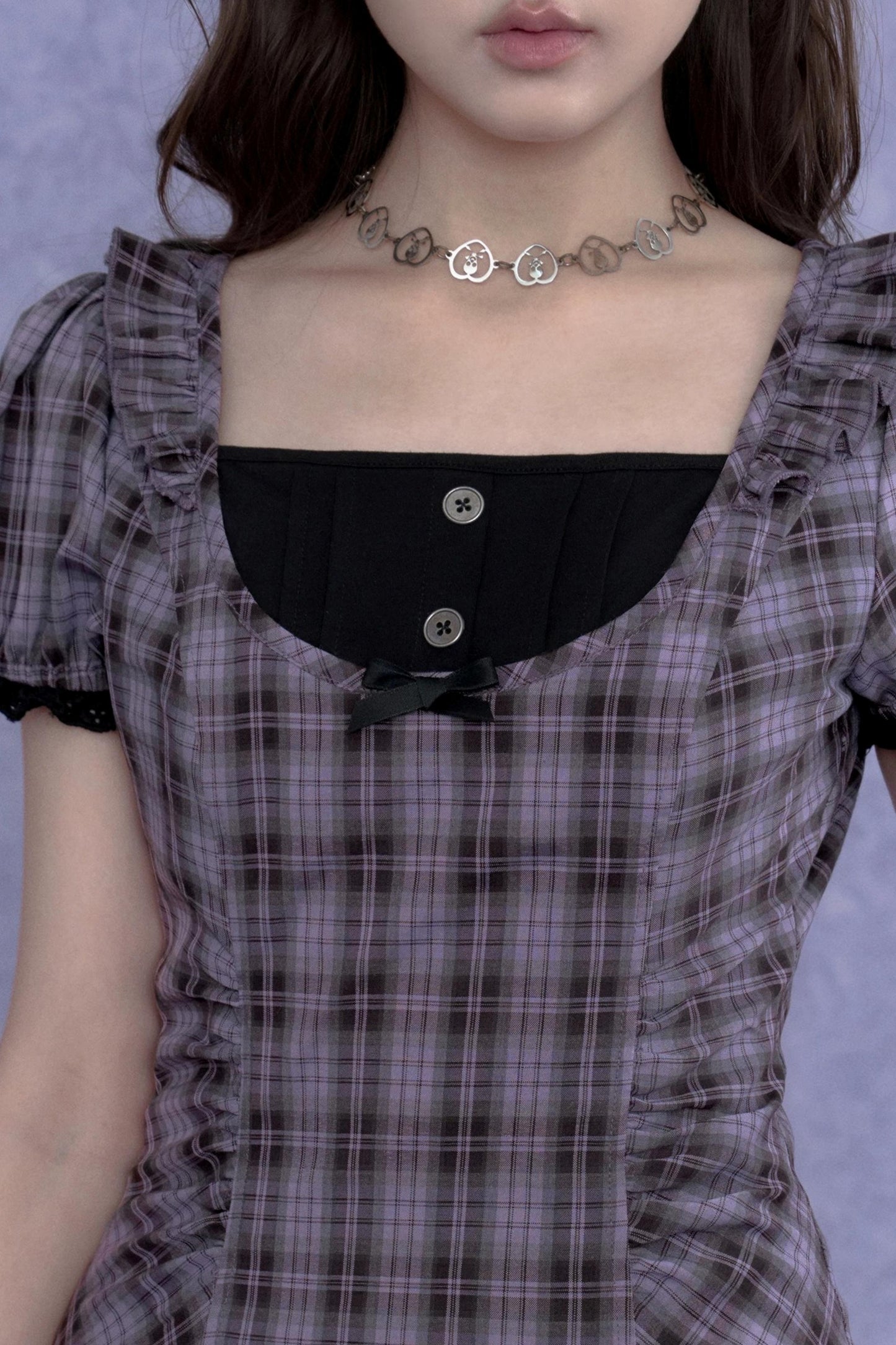 Sweet and Cool Purple Plaid Dress