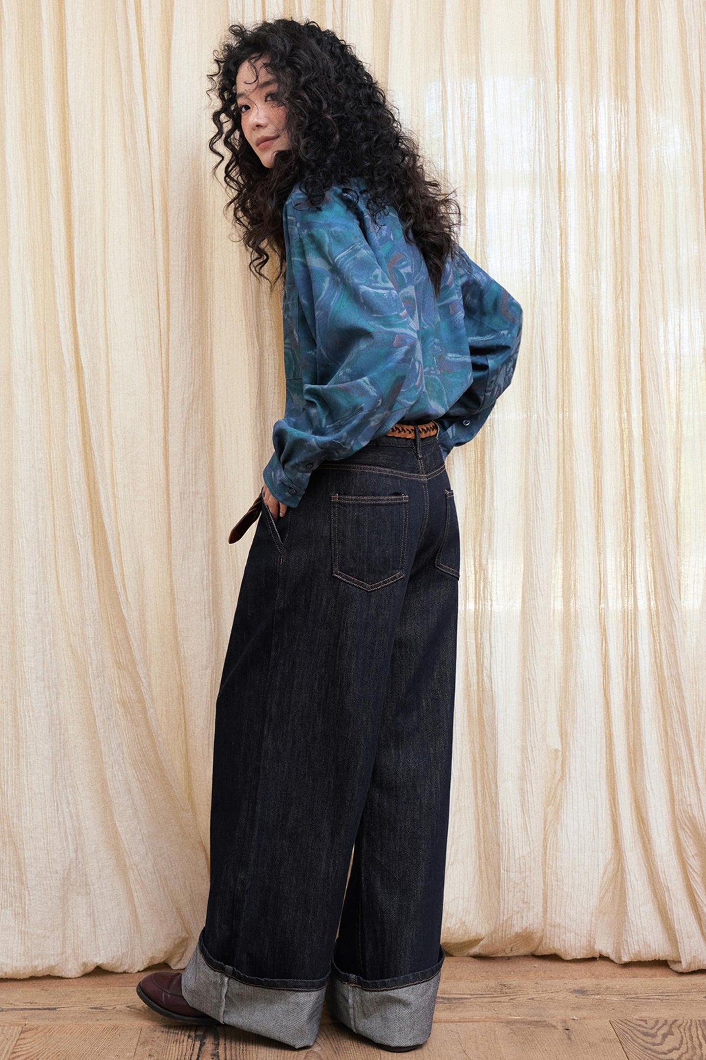 Lazy Breeze Wide-leg Denim Trousers