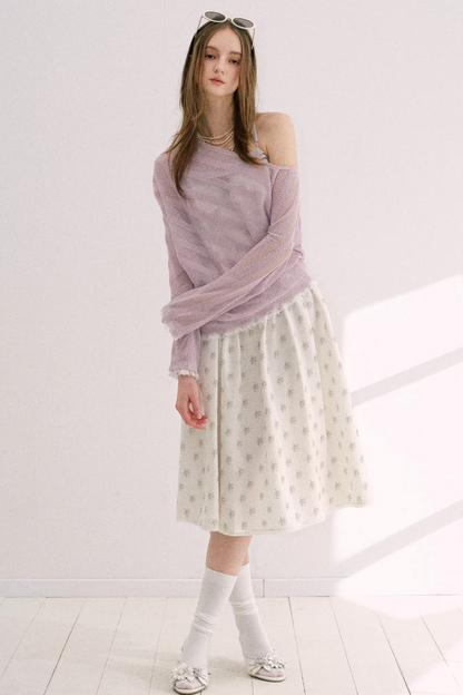Irregular Taro Purple Knit Top Set-Up