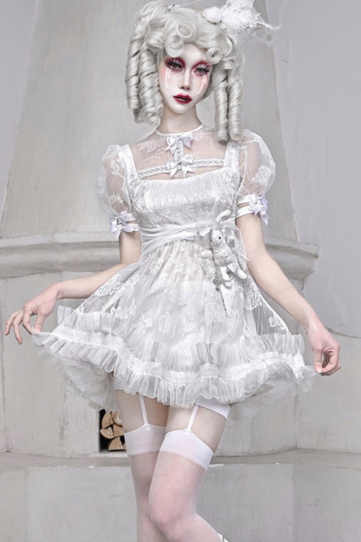 Sleeping Alice Gothic Chiffon Dress Set-Up