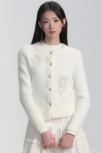 Rose Pattern Knit Cardigan