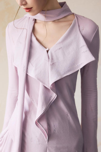 Autumn Purple Knitted Top Skirt Set-Up