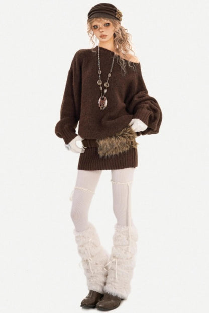 Purple Off-Shoulder Knit Dress