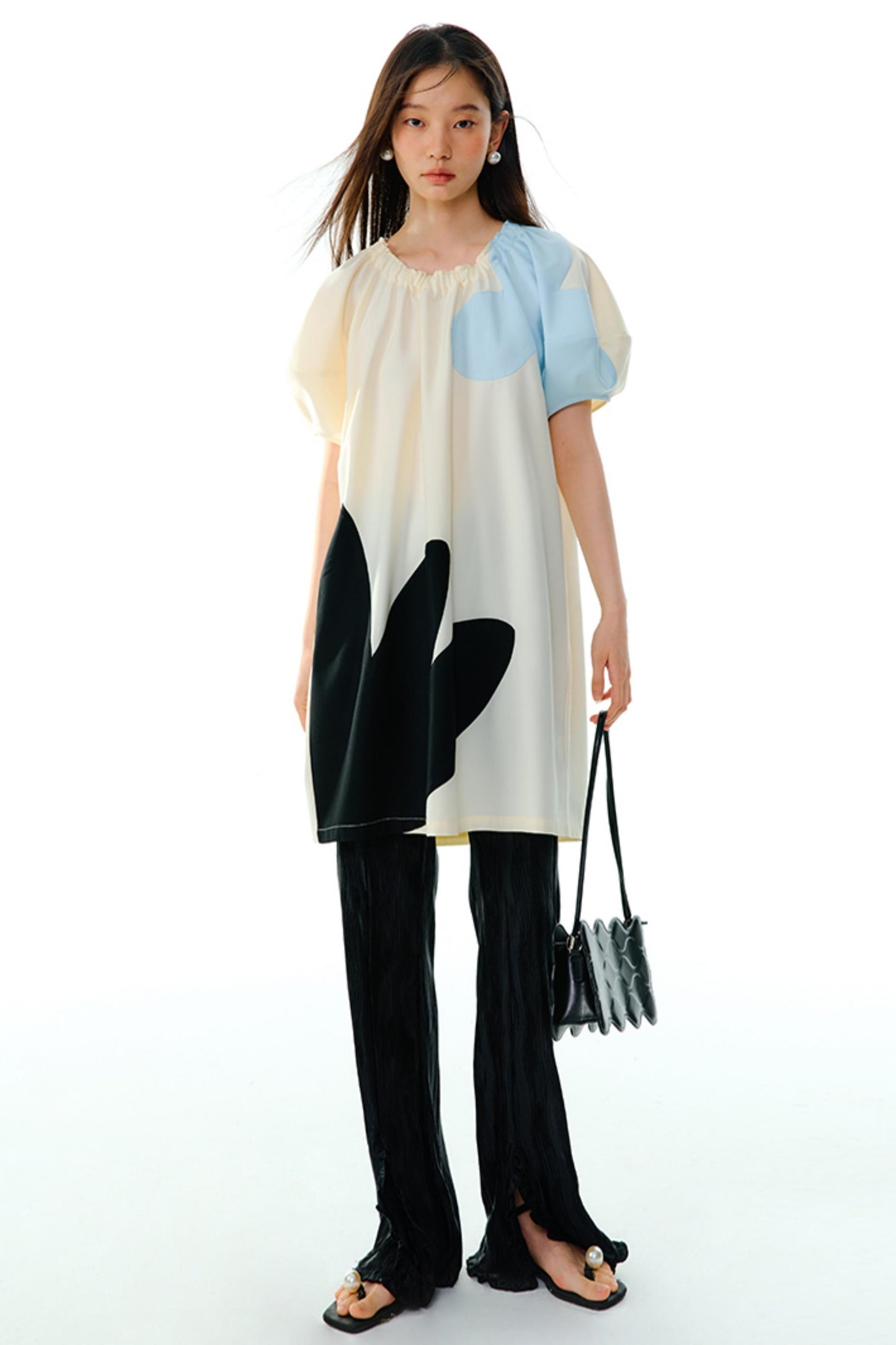 Original Blue Star Patchwork Crewneck Dress