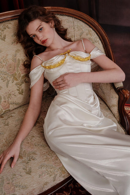 Satin Fishbone Gown Dress Set-Up