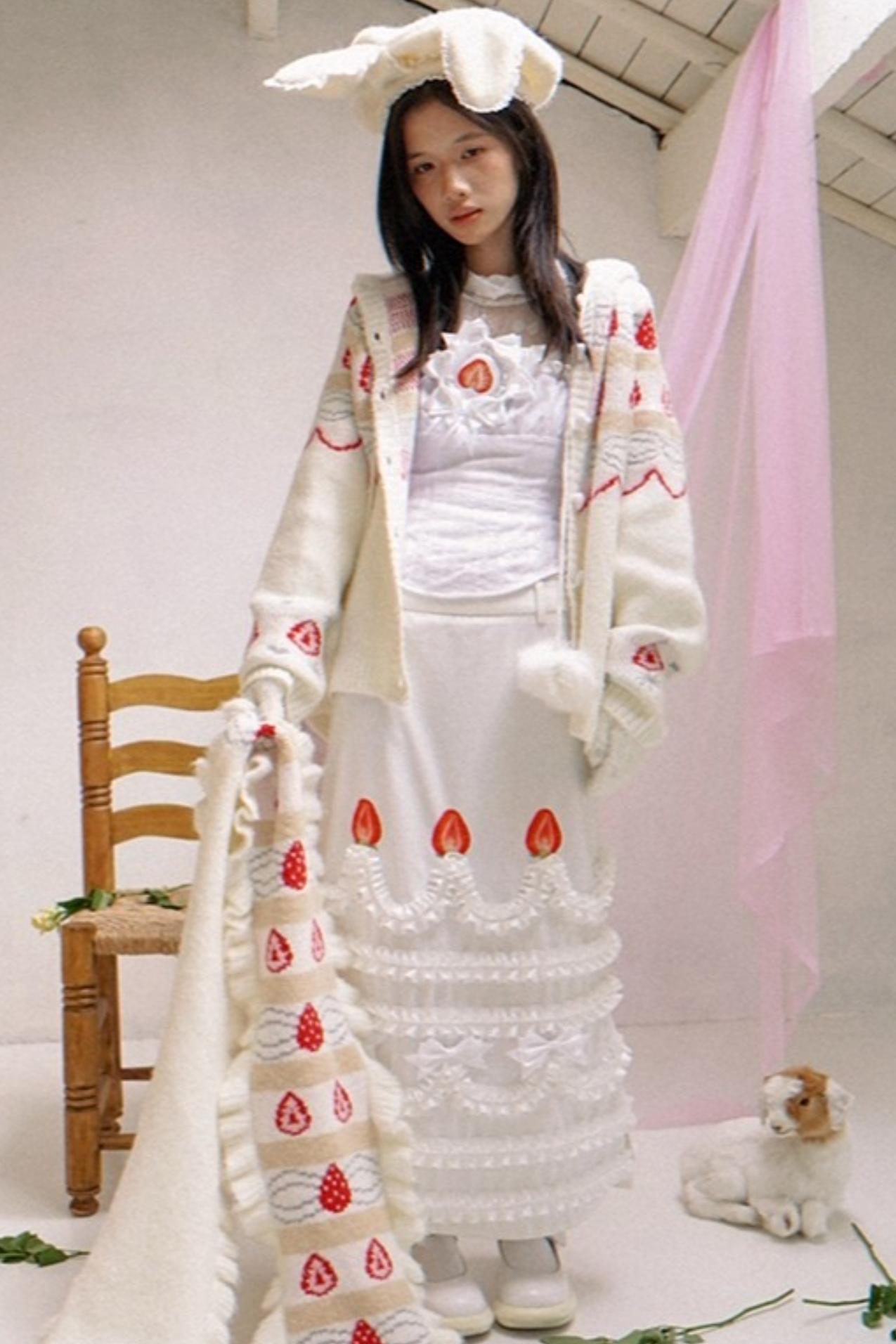 Happy Birthday Strawberry Mohair Cardigan