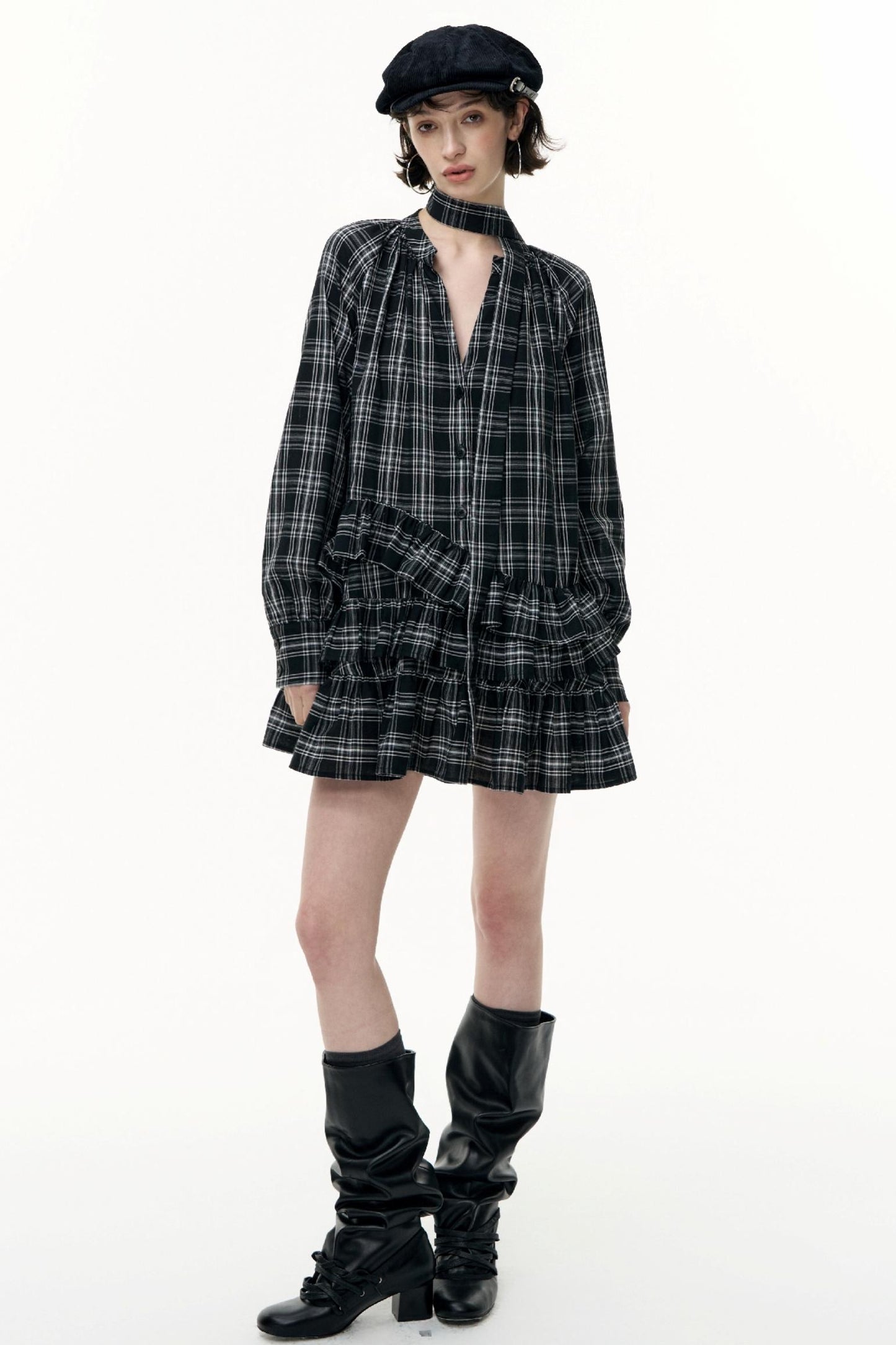Salt Tea Plaid Shirt Dress