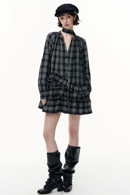 Salt Tea Plaid Shirt Dress