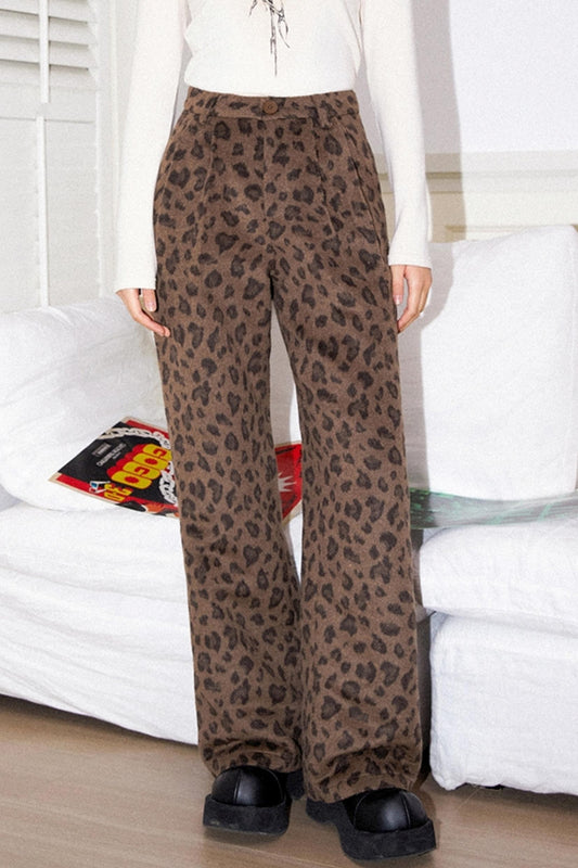 Elegant Leopard Straight Pants