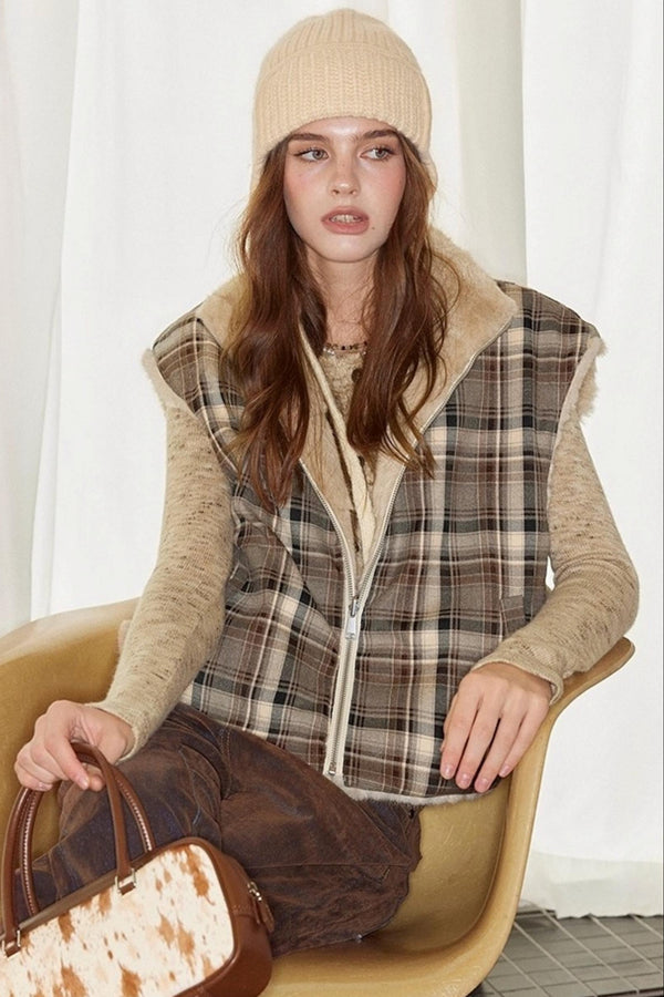 Stand-Up Collar Reversible Fur Vest