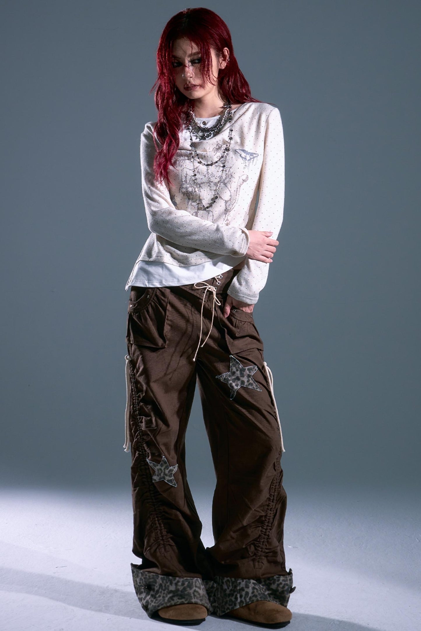 Vintage Polka Dot Swing Collar Top