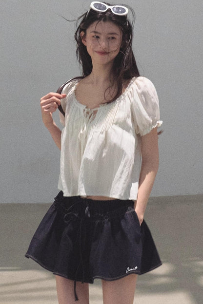 Embroidered Lyocell Puffy A-Line Skirt