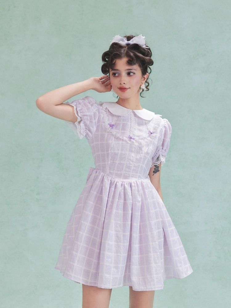 Bubble Sleeve Back Cake Hem Doll Dress