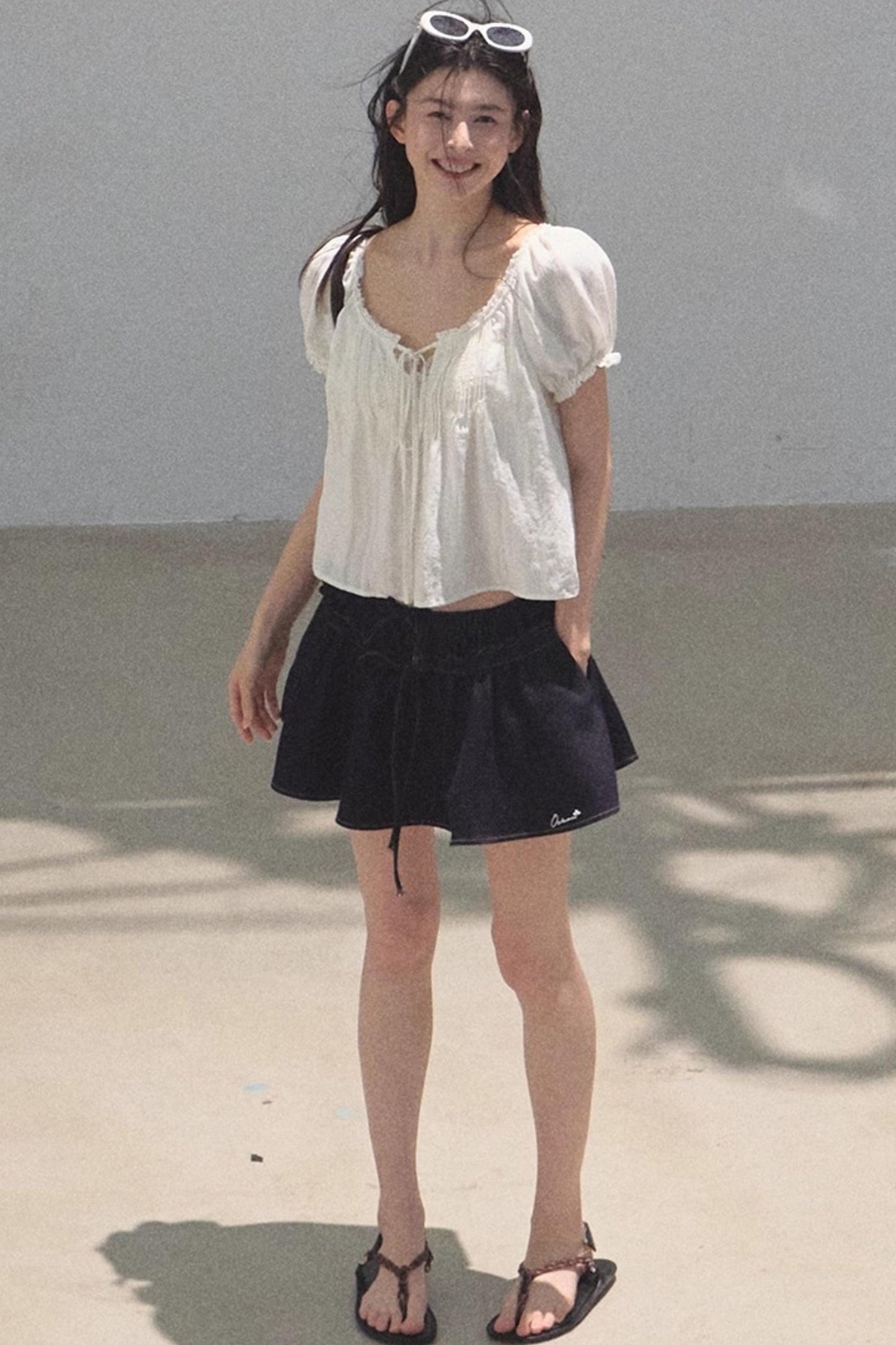 Embroidered Lyocell Puffy A-Line Skirt