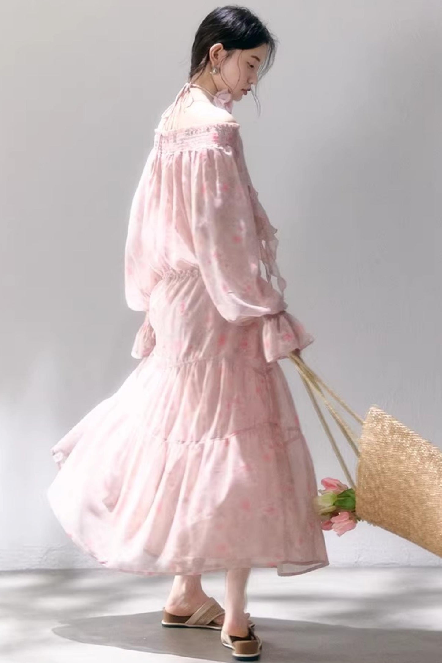 Misty Rose Off-Shoulder Dress