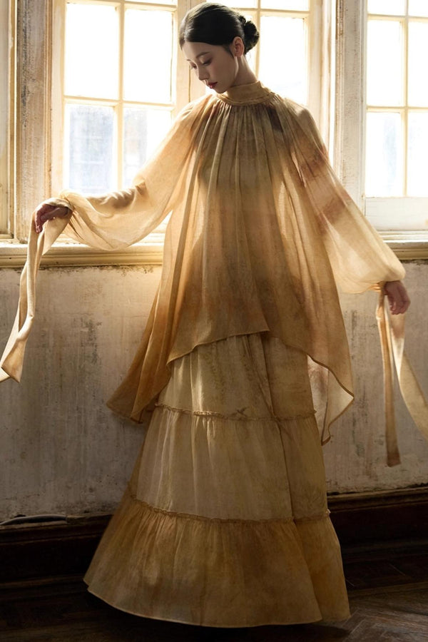 Romantic Lace-up Flowing Skirt Set-Up