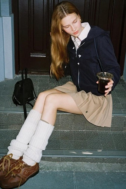 Khaki Retro Pleated Skirt