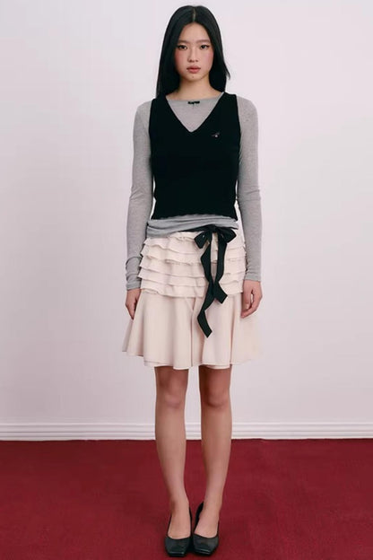 Korean Lace Bowknot Top