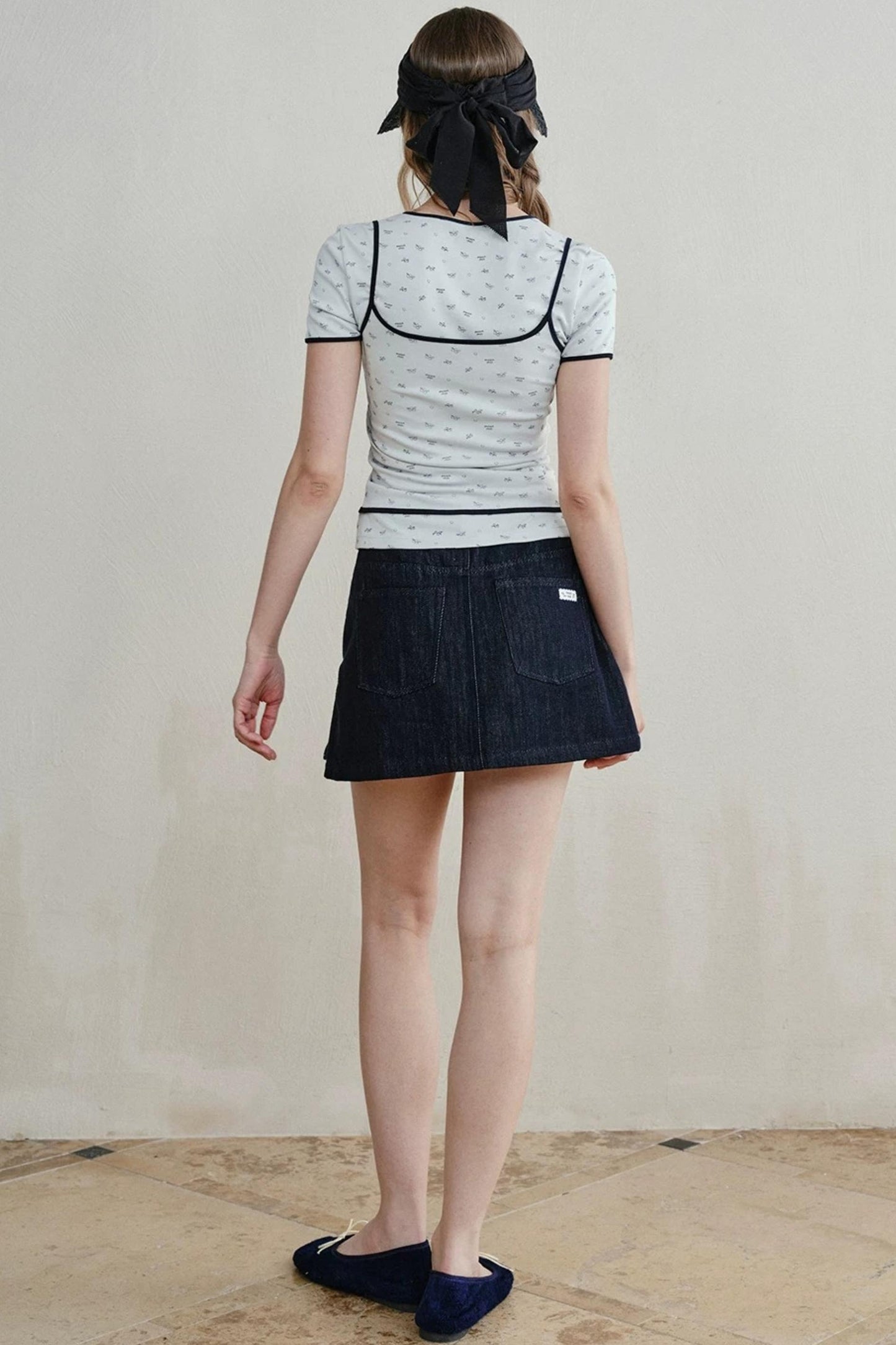 Lace-Trimmed Blueberry Two-Piece Set