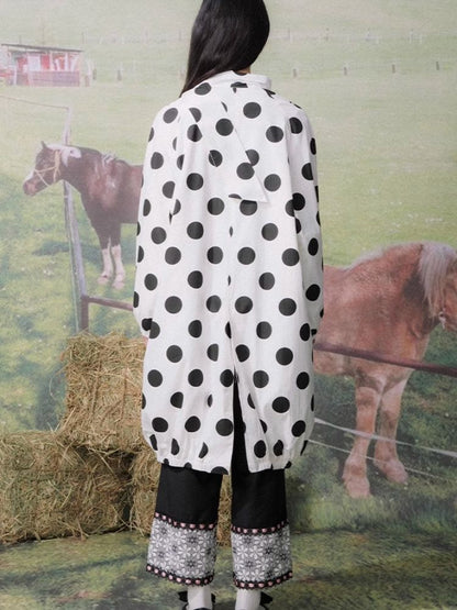 Polka Dot Printed Mid-Length Trench Coat