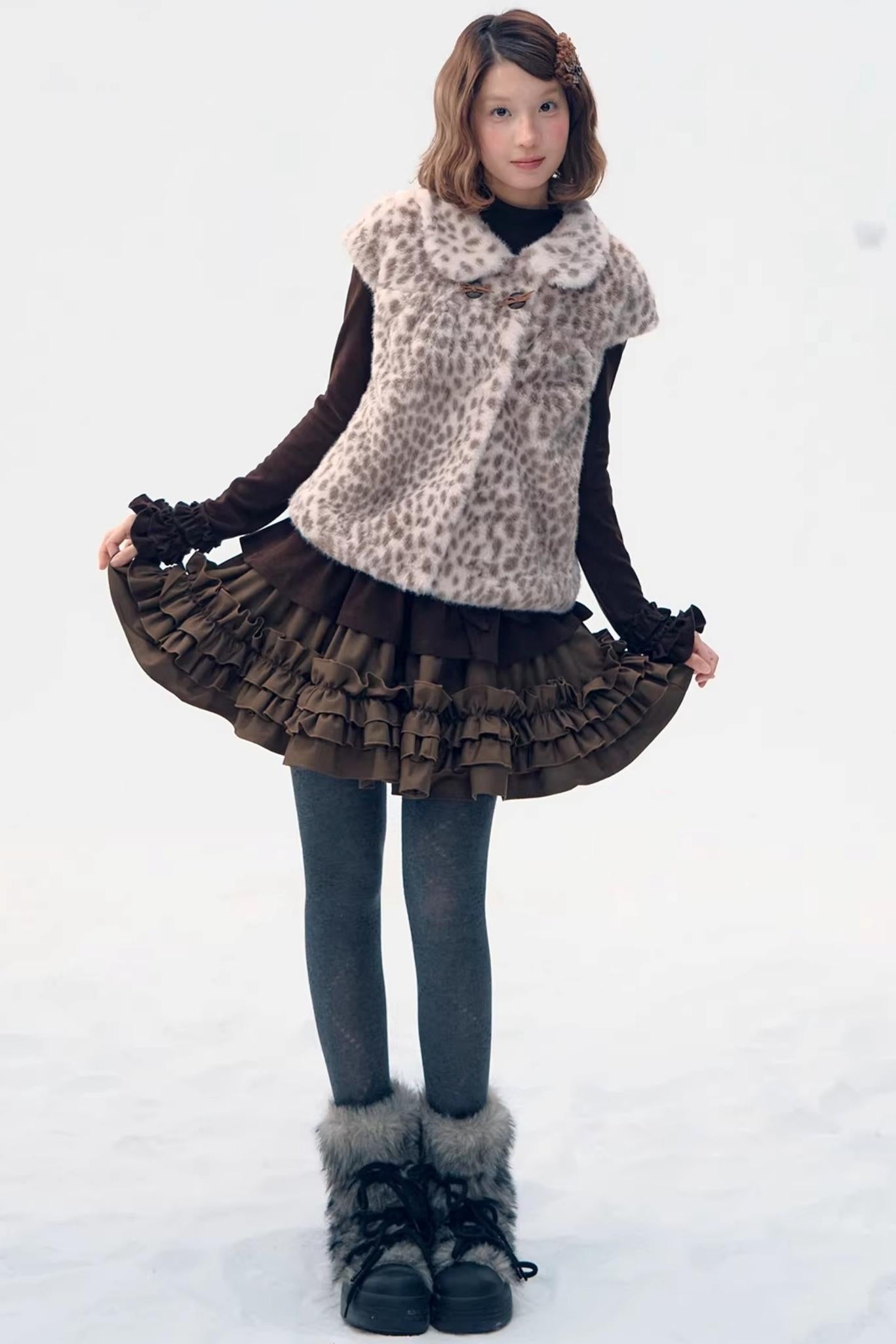 Leopard Print Faux Fur Jacket