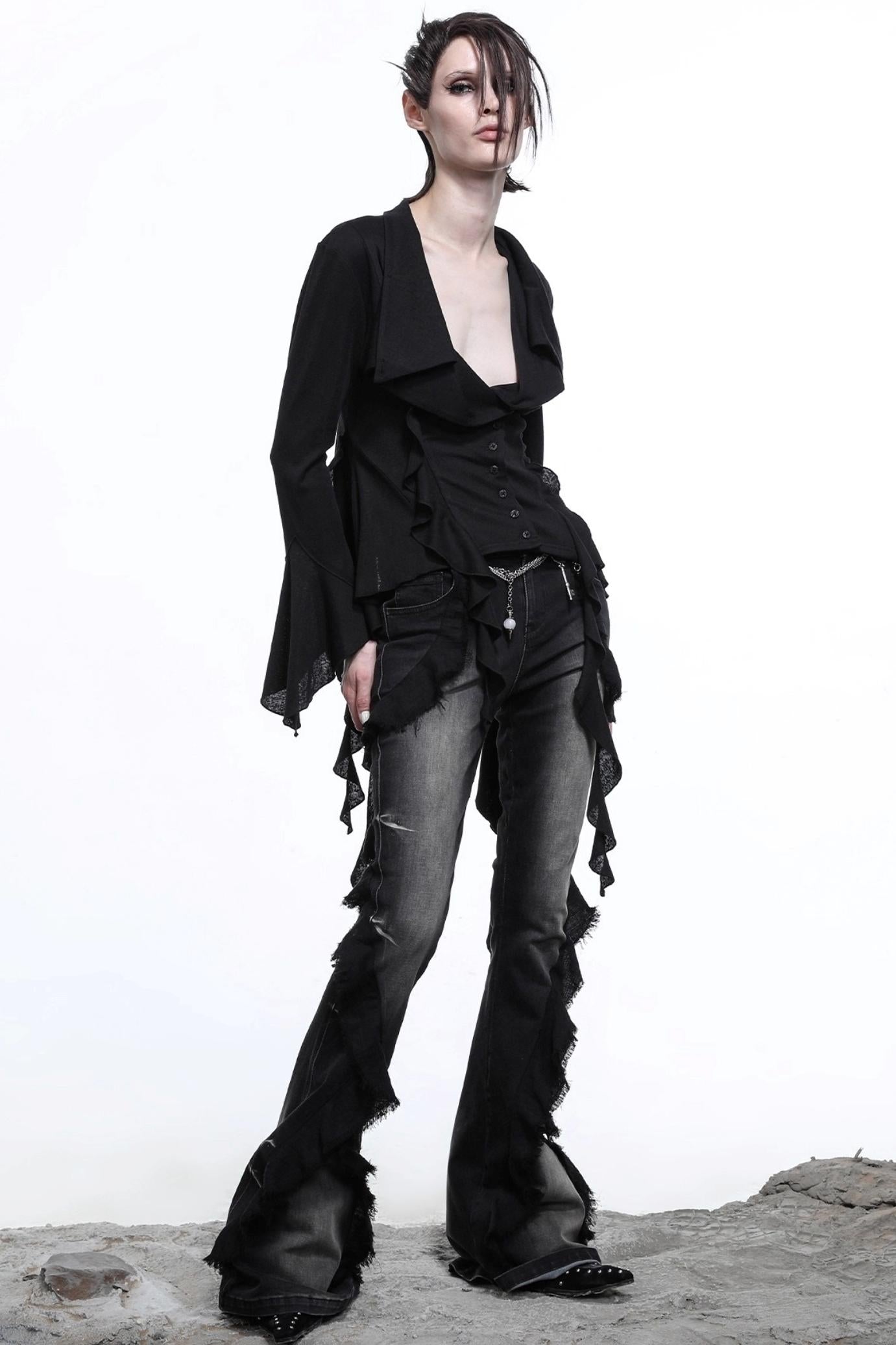 Lyocell Ruffled Cardigan