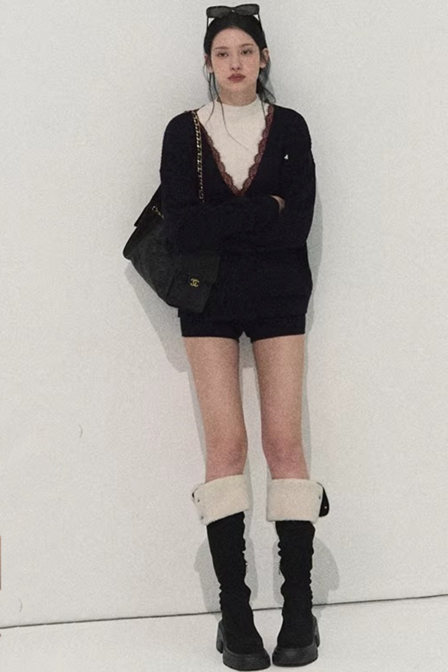 Silk-Gloss Wool Lace Sweater Set-Up