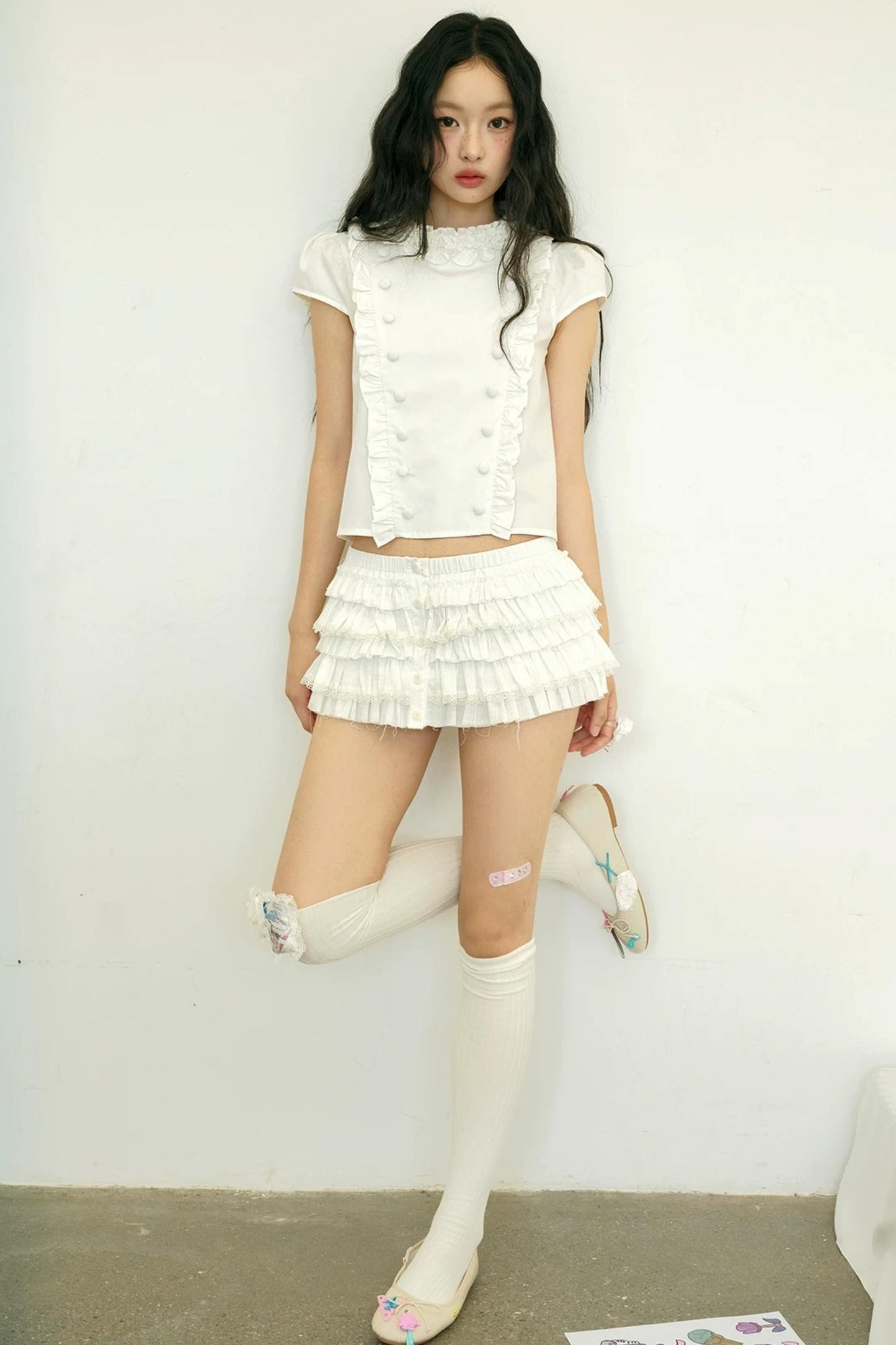 Lace Puff Sleeve White Top