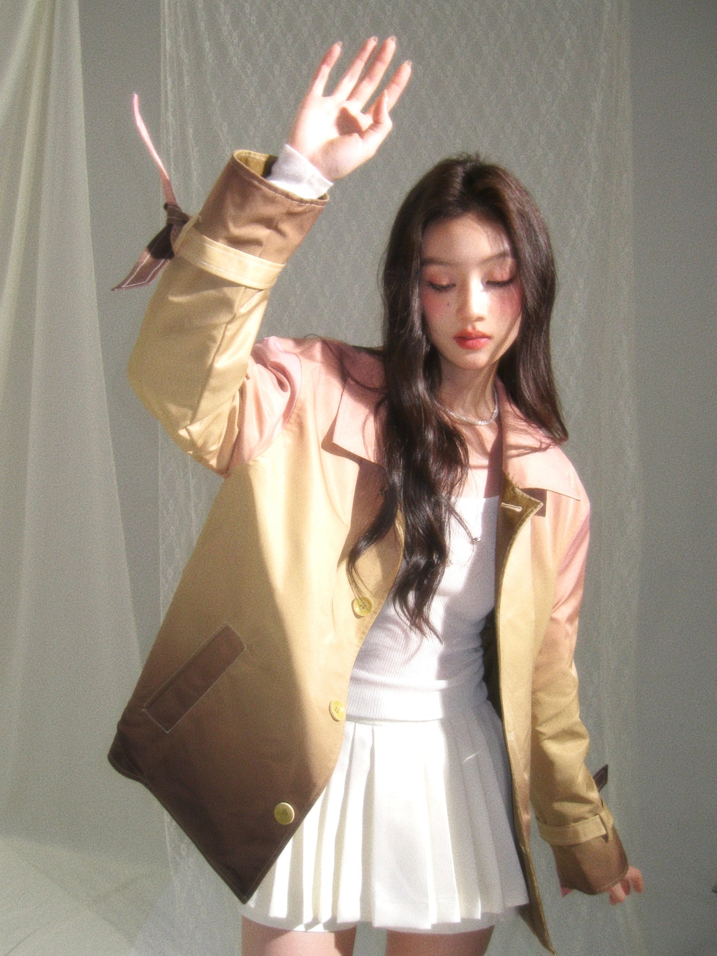 Mid-length short- long leather jacket