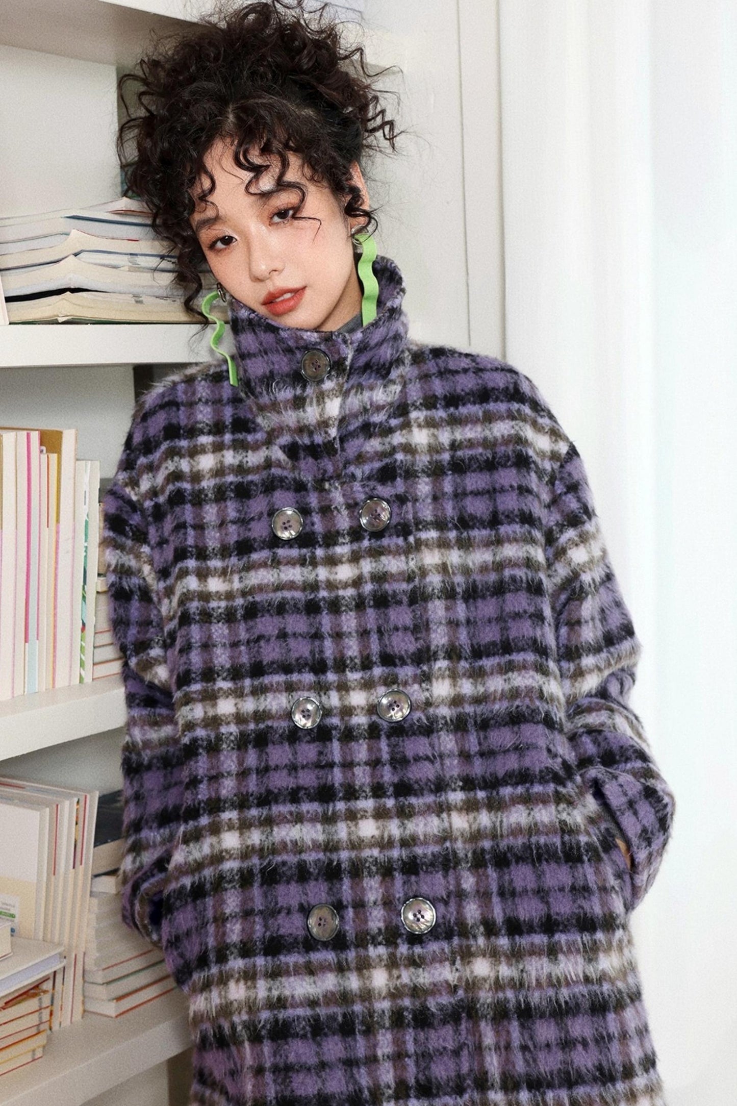 Plaid Woolen Winter Coat