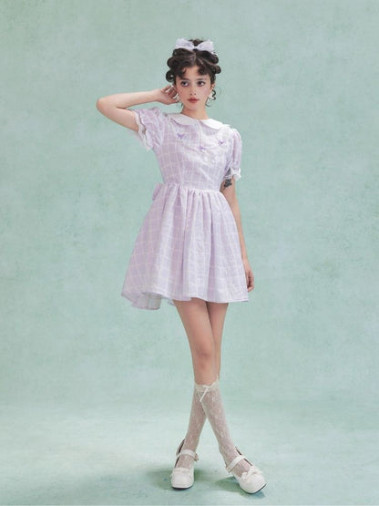 Bubble Sleeve Back Cake Hem Doll Dress