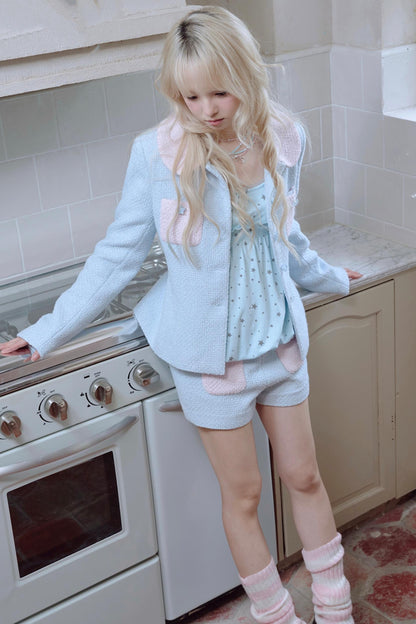 Star Button Tweed Jacket Set-Up