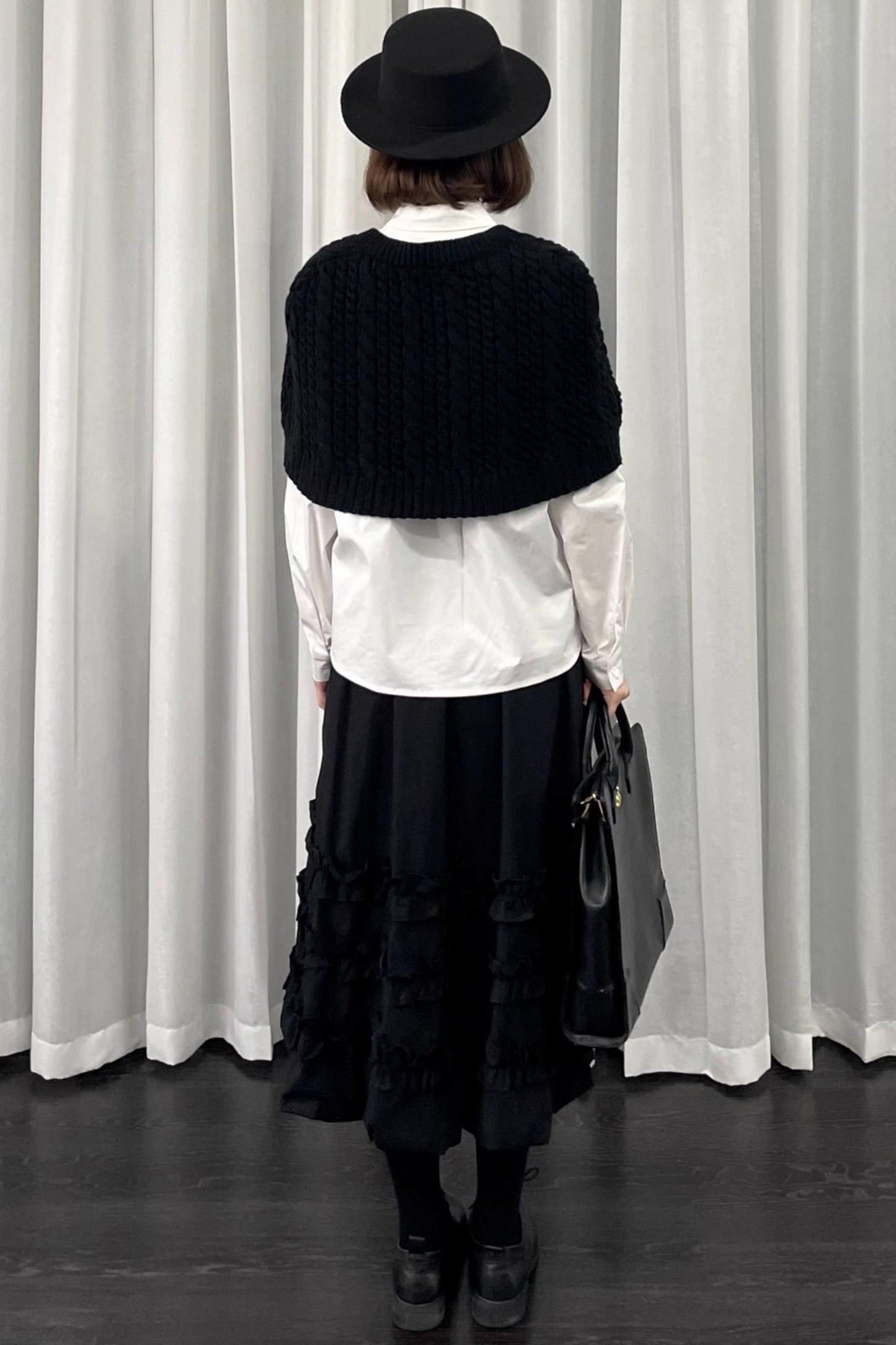 Knit Black Sweater Shawl